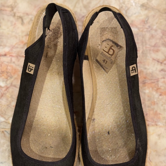 Espadrille Wedge Slingback Peep-toe Sandals (Black - Size 41) - Picture 3 of 3
